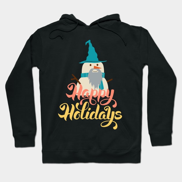 Happy Holidays - Wizard Snowman - Fantasy Hoodie by Fenay-Designs